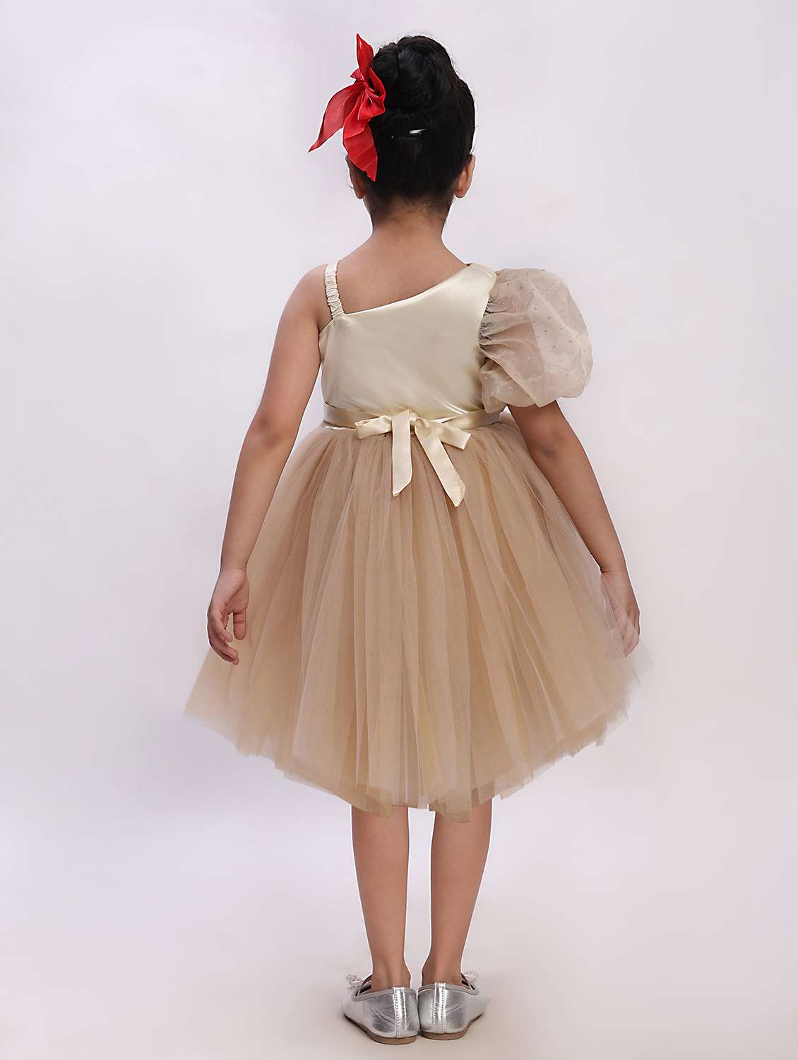 Girls Self Designed Single Shoulder Fit & Flare Dress - 22390397 -  Standard Image - 5