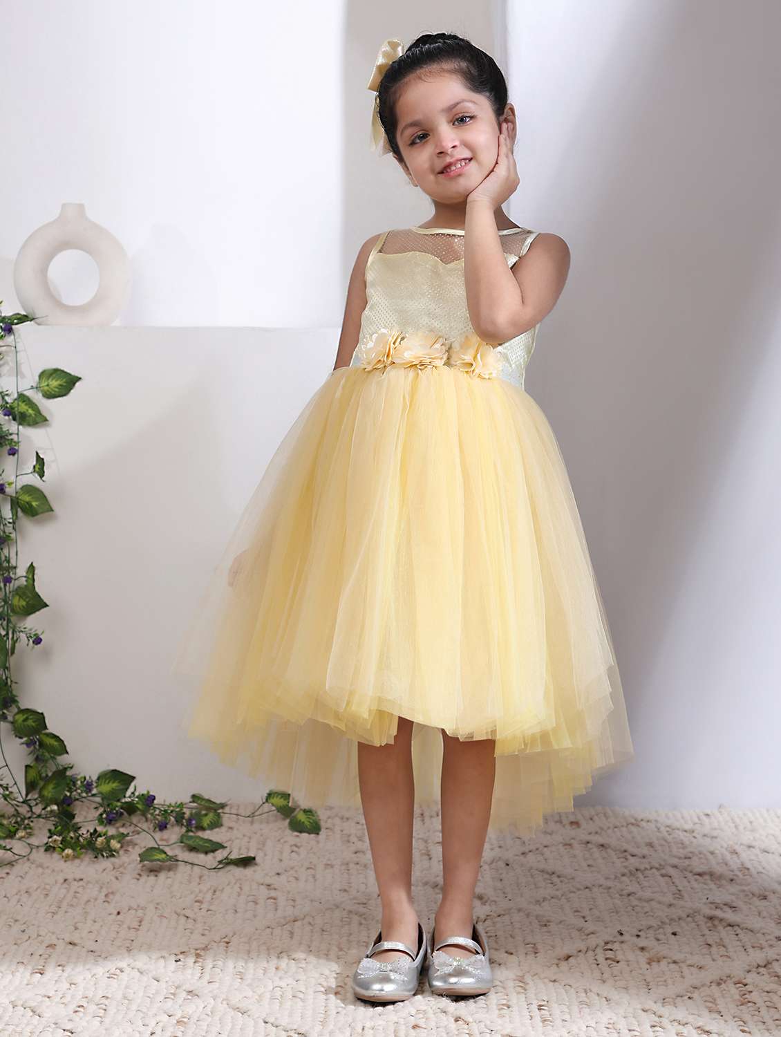 girls self designed sleeveless high low dress
