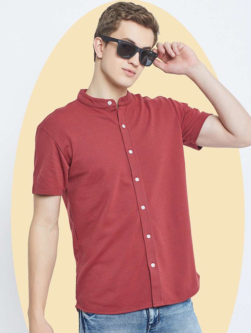 men solid short sleeve regular fit casual shirt
