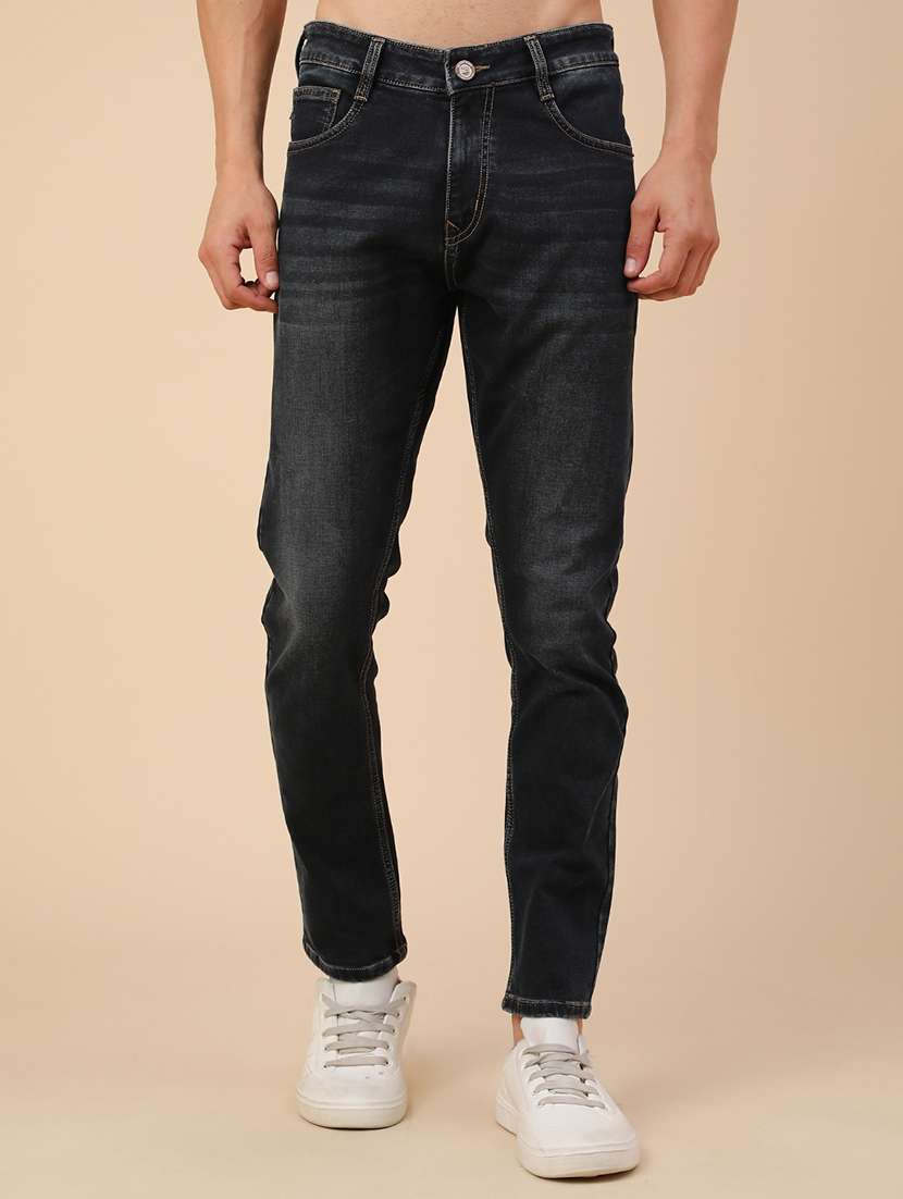 men washed mid rise slim fit jeans