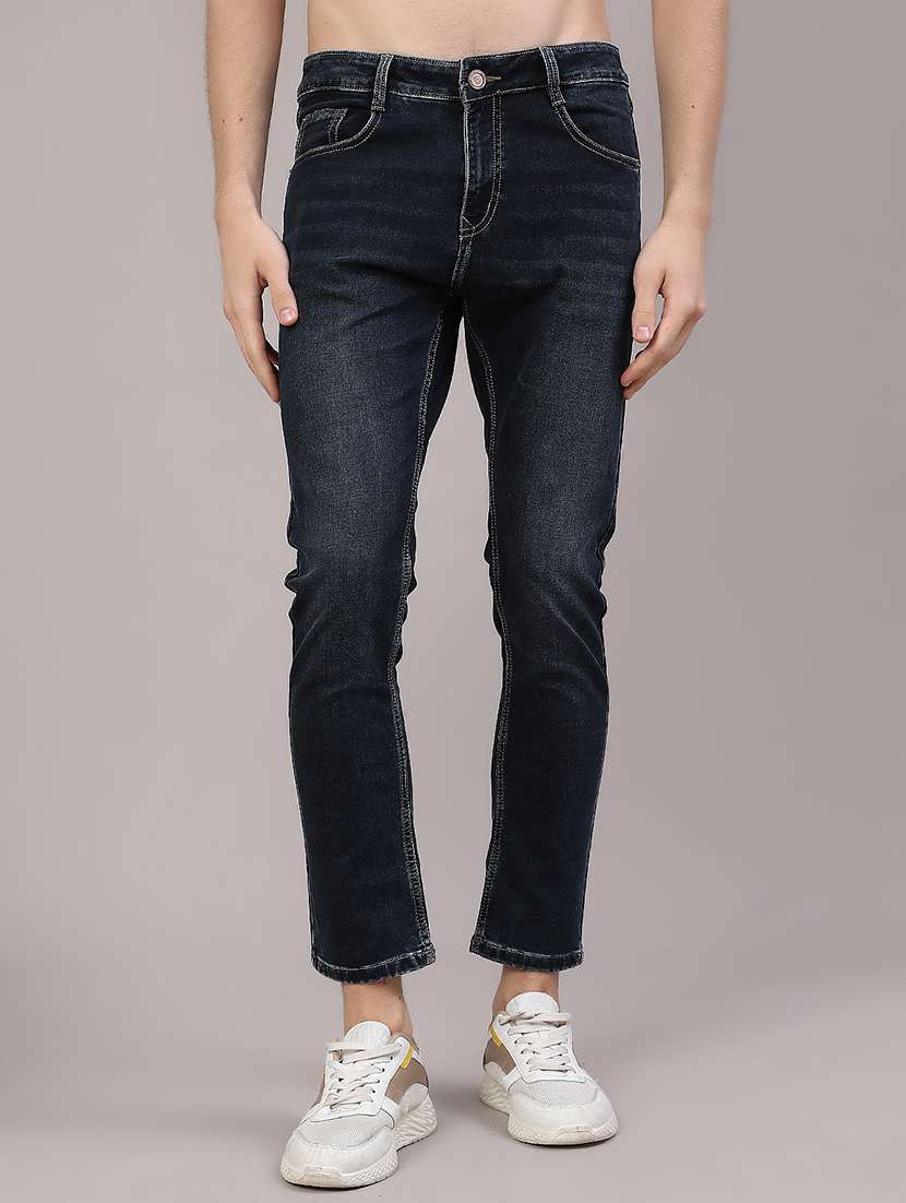 men washed mid rise slim fit jeans
