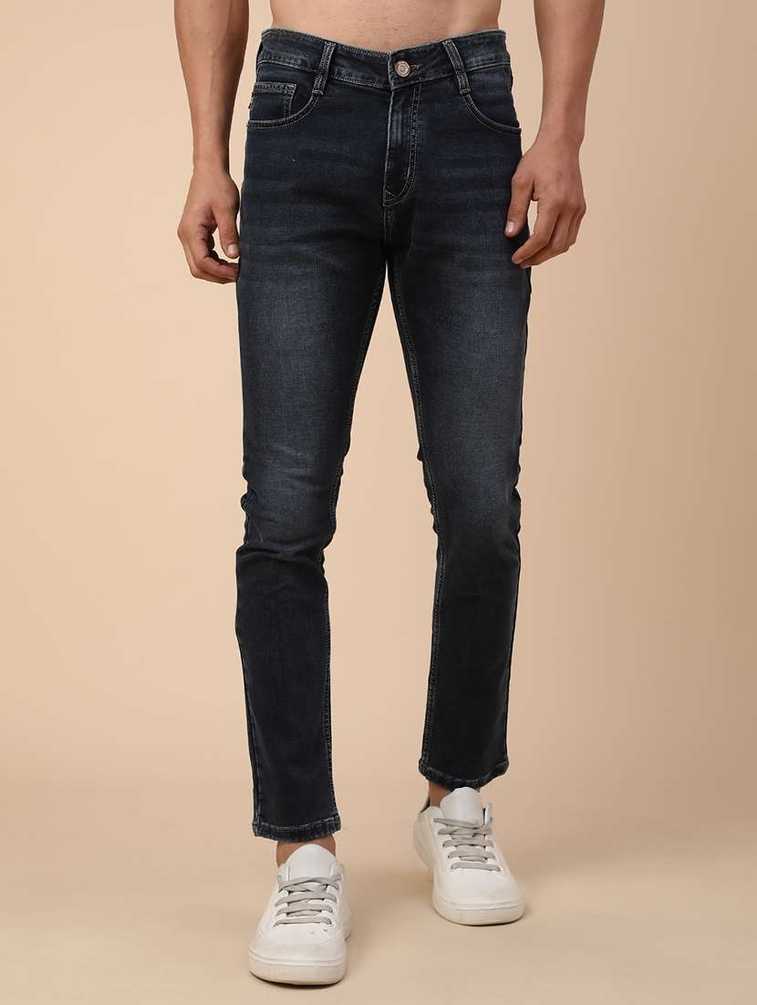 men washed mid rise slim fit jeans