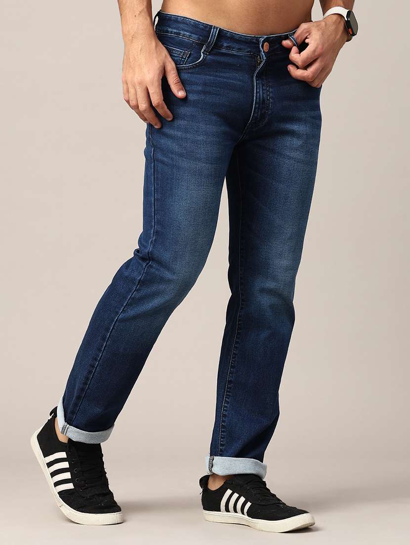 men washed mid rise slim fit jeans