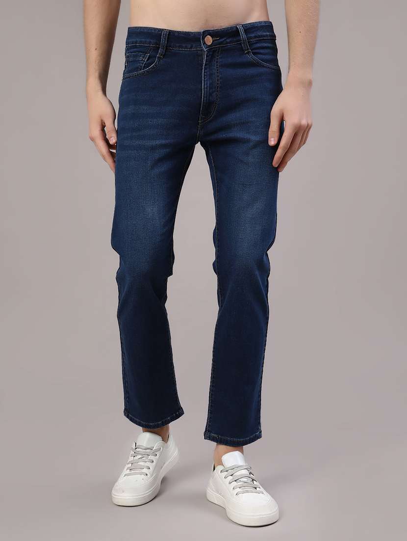 men washed mid rise slim fit jeans