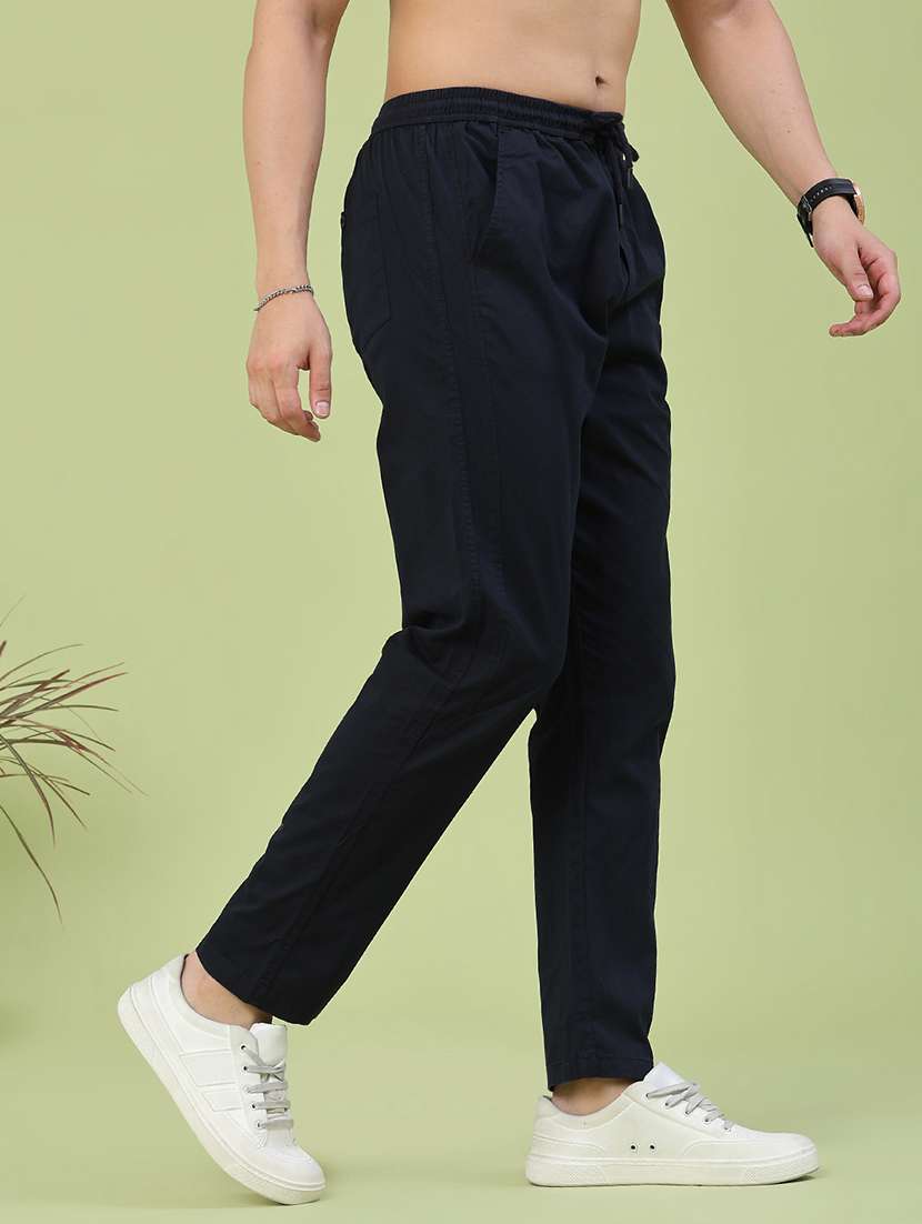 men solid mid rise flat front trouser - 22391061 -  Standard Image - 3
