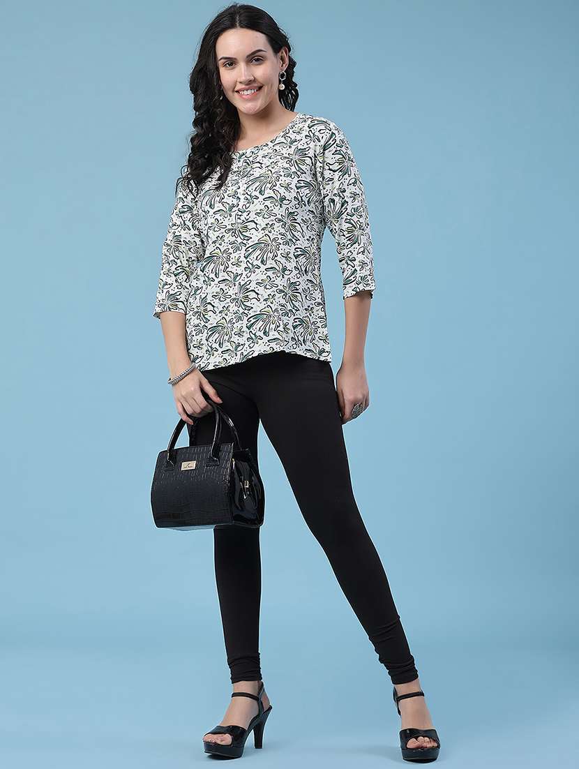 Women Printed Three Quarter Sleeves Straight Kurti - 22391181 -  Standard Image - 5