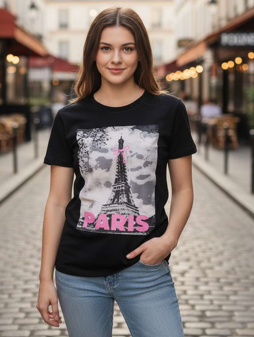 girls printed round neck short sleeves tee