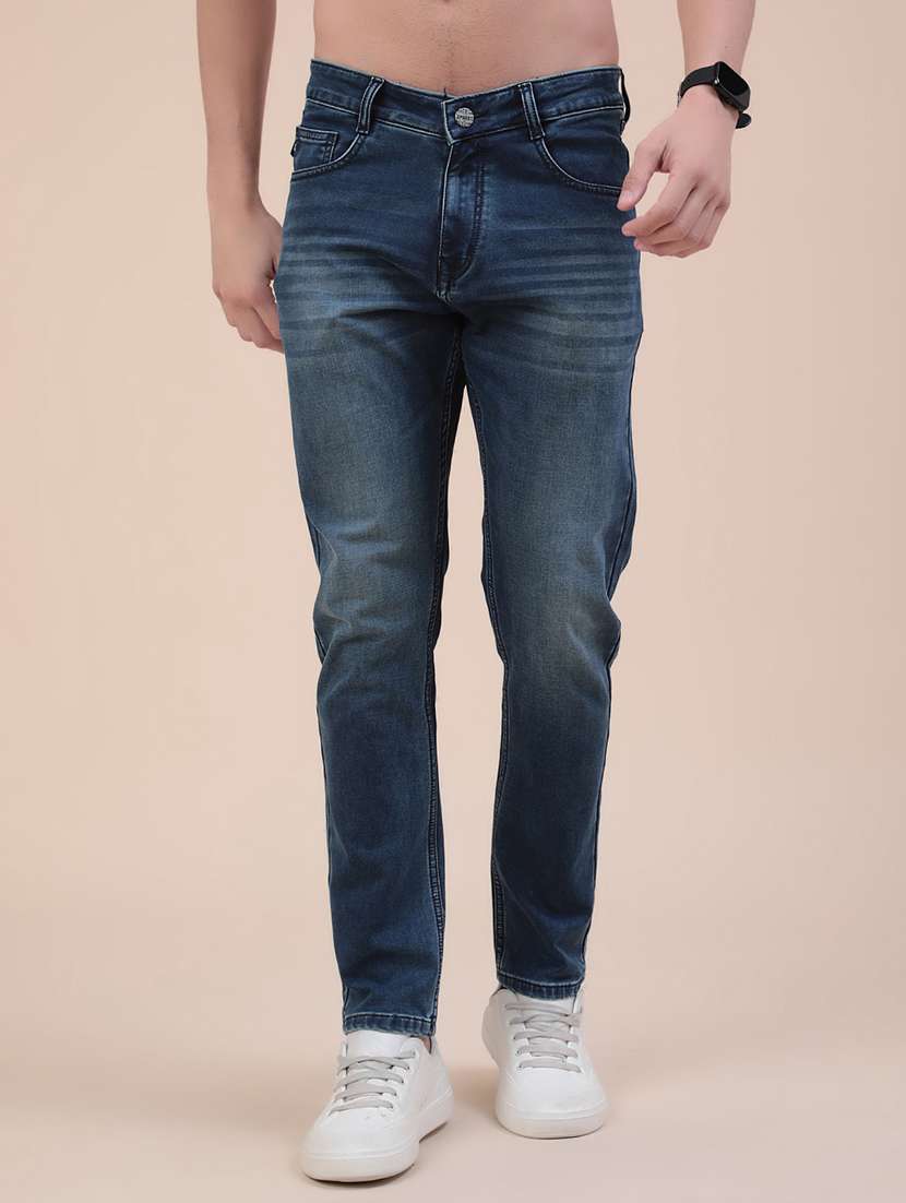 men washed mid rise slim fit jeans