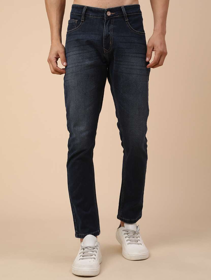 men washed mid rise slim fit jeans