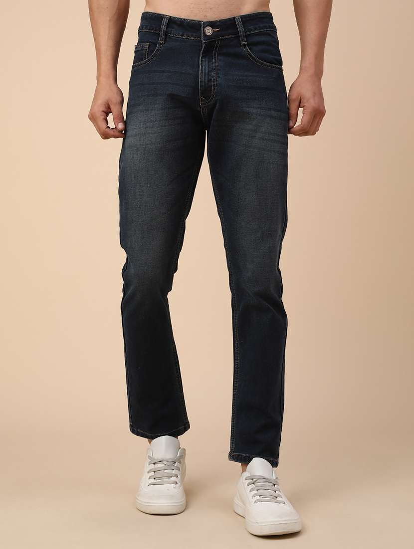 men washed mid rise slim fit jeans