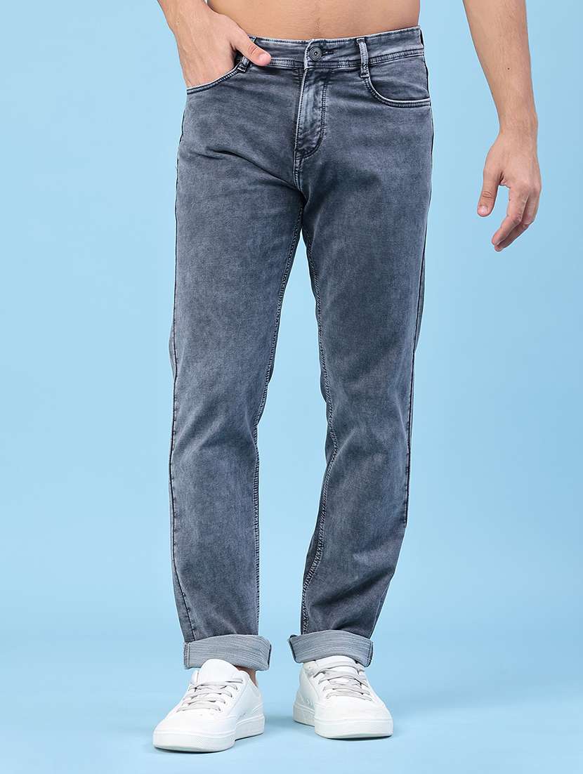 men washed mid rise slim fit jeans