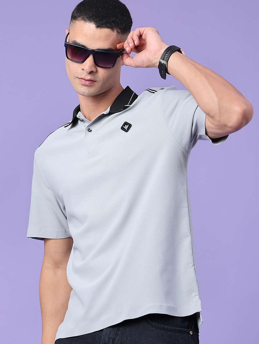 men taped short sleeves polo t-shirt