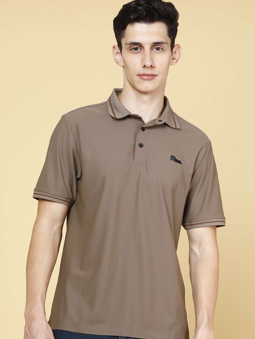 men solid short sleeves polo t-shirt