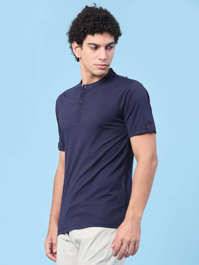 Men Solid Short Sleeve Slim Fit T-shirt - 22391299 -  Standard Image - 3