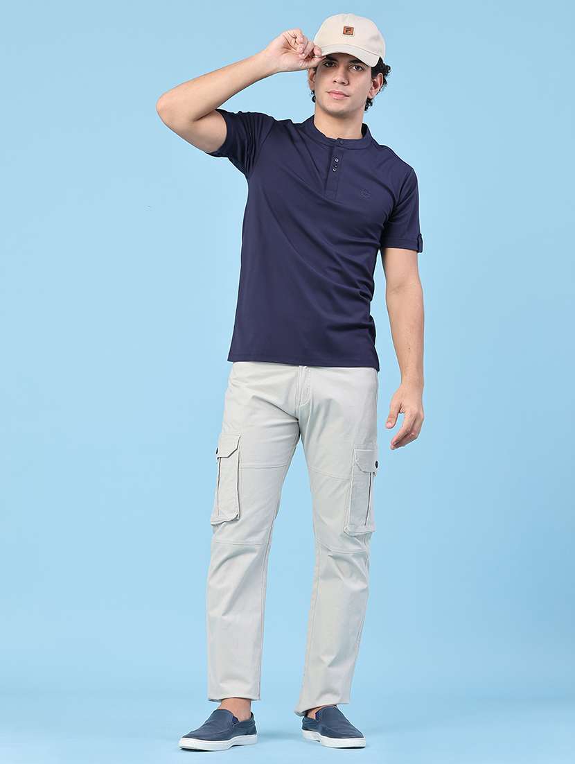 Men Solid Short Sleeve Slim Fit T-shirt - 22391299 -  Standard Image - 5
