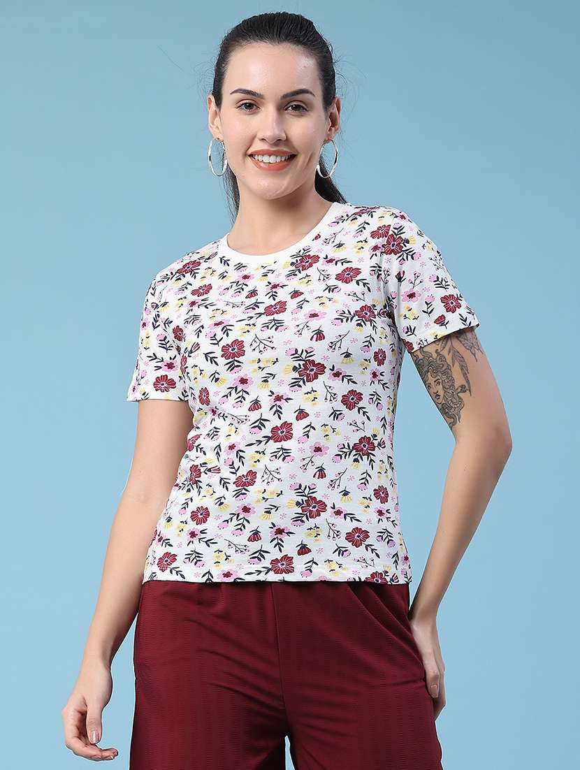 women printed round neck regular t-shirt - 22391371 -  Standard Image - 3
