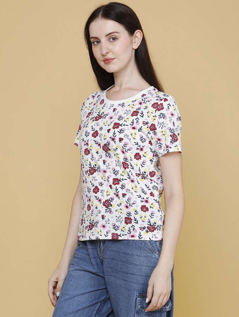 women printed round neck regular t-shirt - 22391372 -  Standard Image - 3