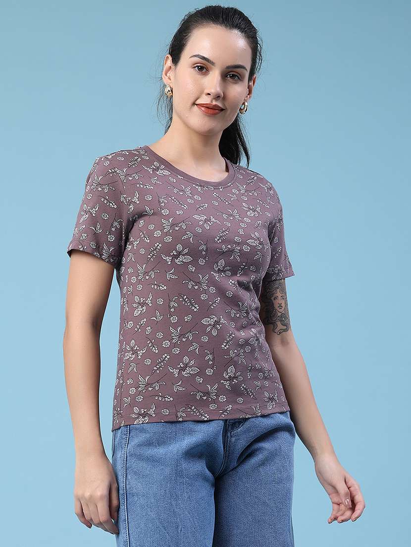 women printed round neck regular t-shirt - 22391374 -  Standard Image - 3