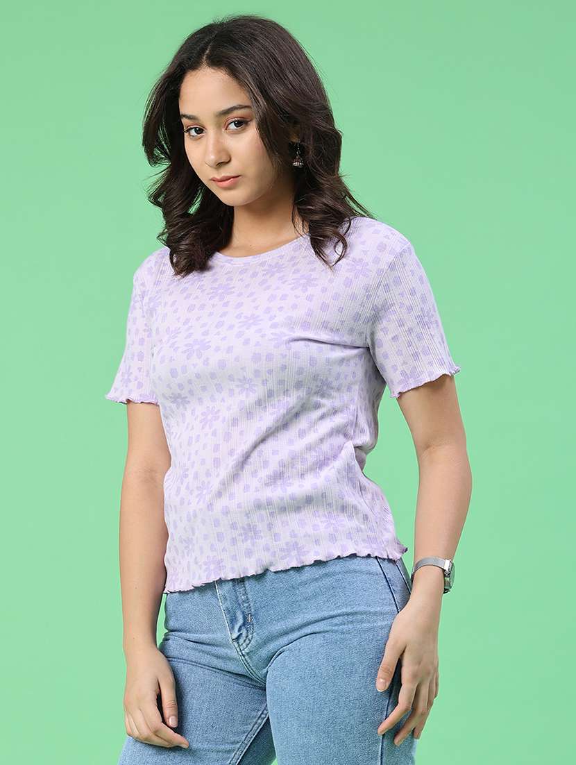 women floral printed round neck short sleeves t-shirt - 22391383 -  Standard Image - 3
