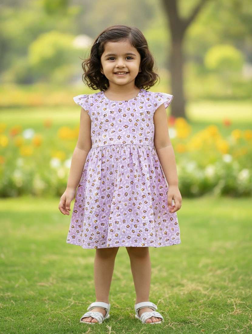 girls floral cap sleeve frock