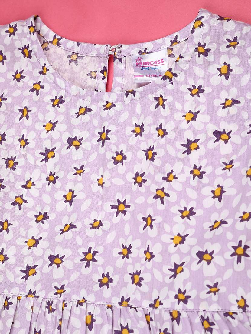 Girls Floral Cap Sleeve Frock - 22391404 -  Standard Image - 3