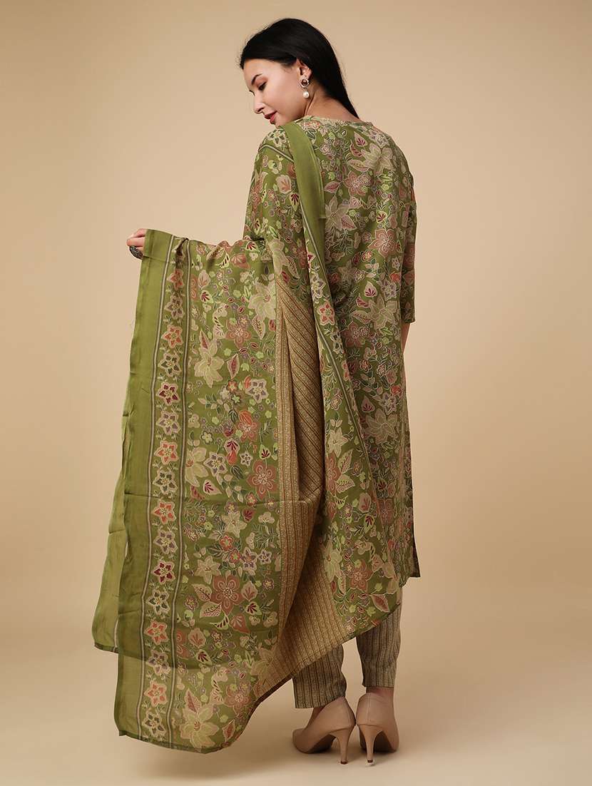 green cotton kurta pant  set - 22391435 -  Standard Image - 3