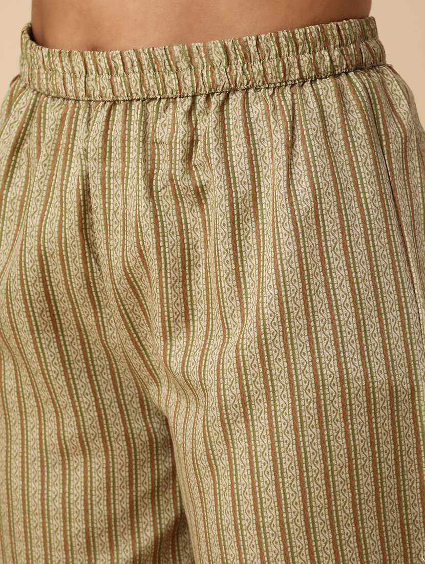 green cotton kurta pant  set - 22391435 -  Standard Image - 5