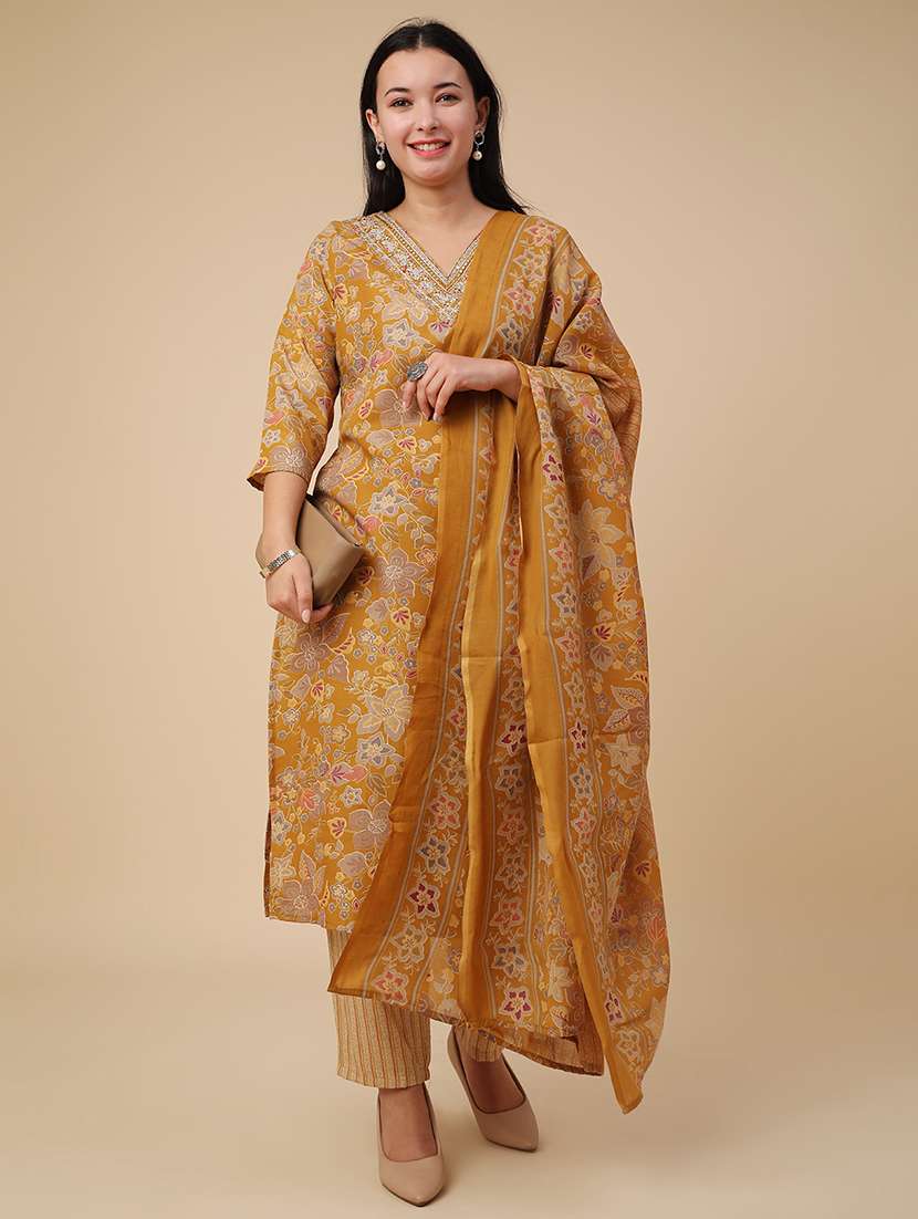mustard cotton kurta palazzo  set