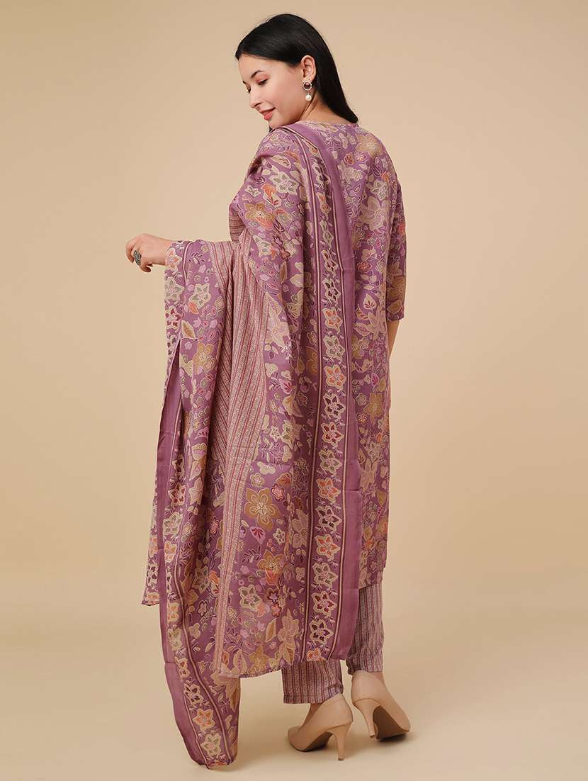 purple cotton kurta salwar  set - 22391438 -  Standard Image - 3
