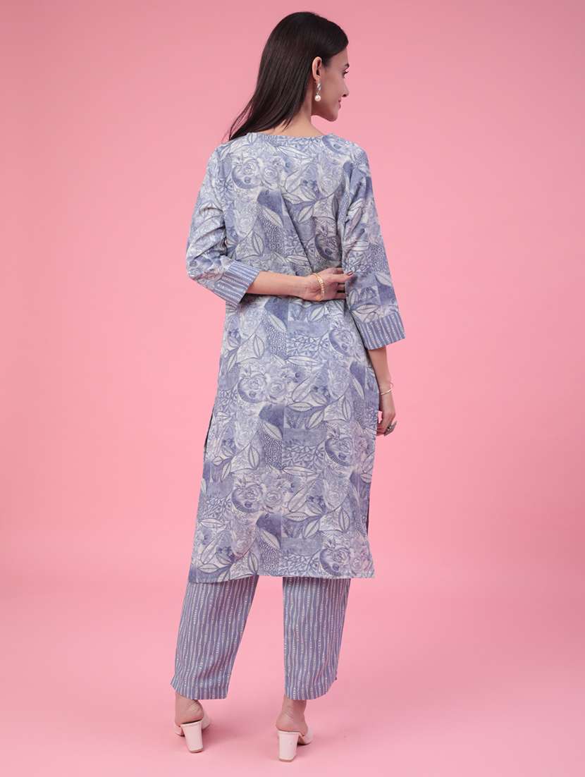 blue cotton kurta palazzo  set - 22391439 -  Standard Image - 3