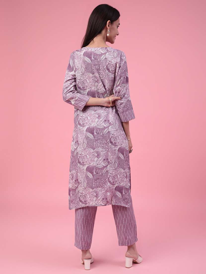 purple cotton kurta palazzo  set - 22391442 -  Standard Image - 3