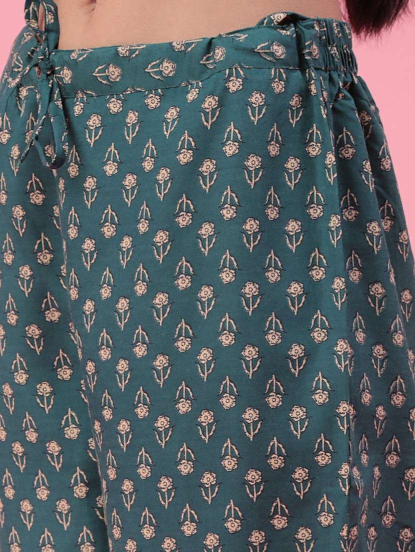 green cotton kurta palazzo  set - 22391443 -  Standard Image - 5