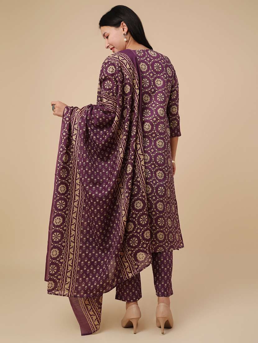 purple cotton kurta pant  set - 22391445 -  Standard Image - 3