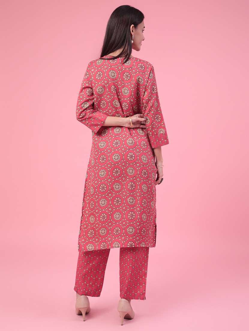 red cotton kurta pant  set - 22391446 -  Standard Image - 3