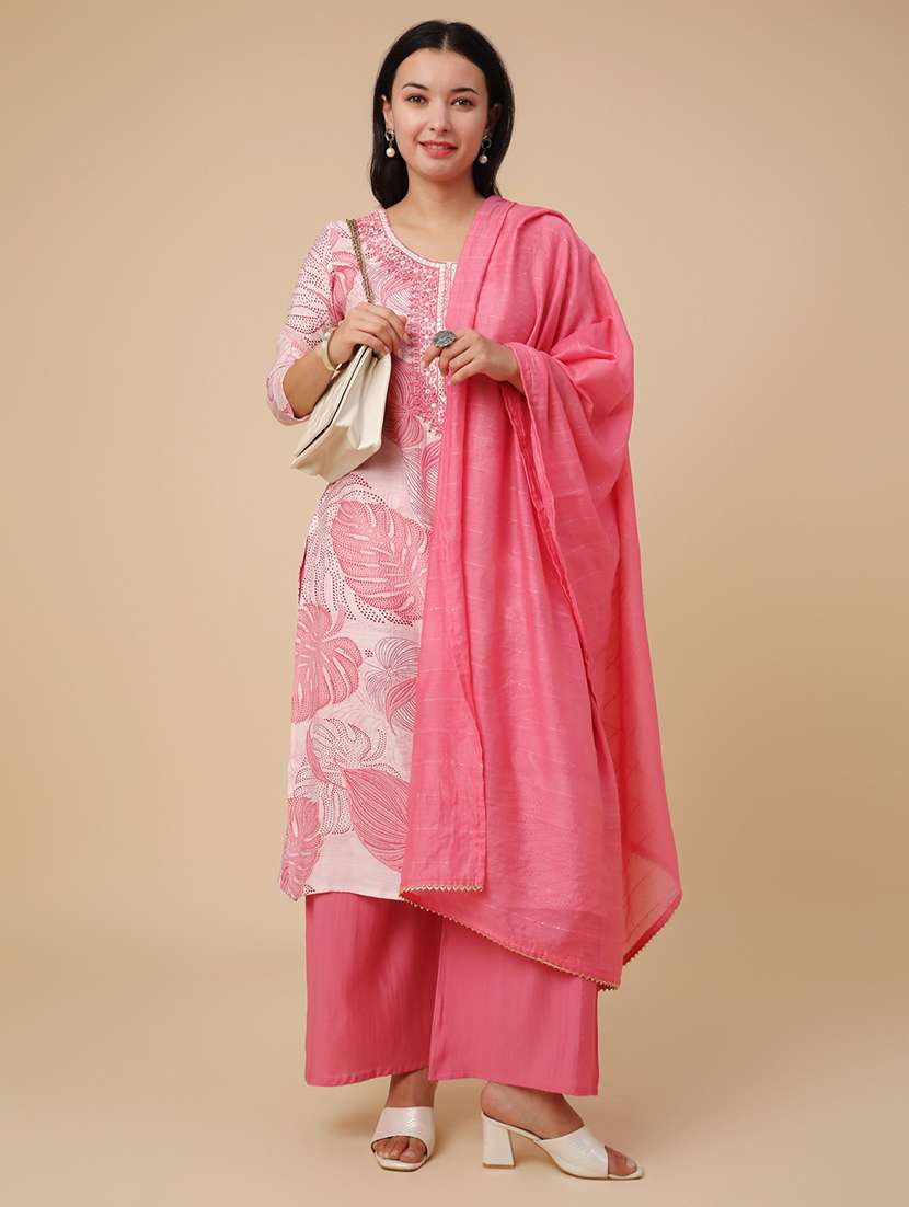 pink cotton kurta pant  set