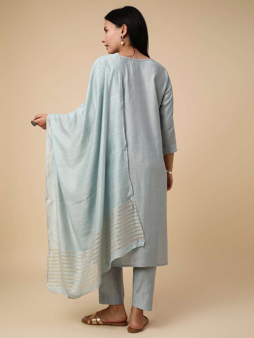 blue cotton kurta dupatta  set - 22391449 -  Standard Image - 3