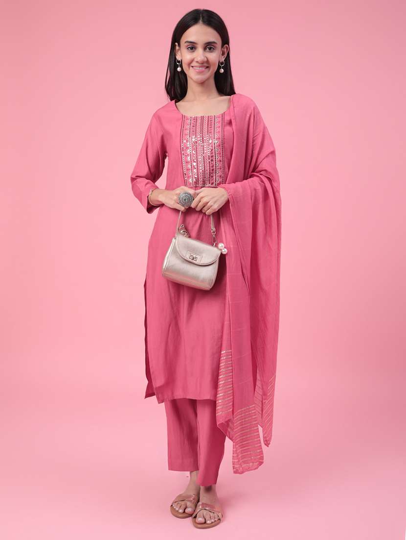 pink cotton kurta palazzo  set