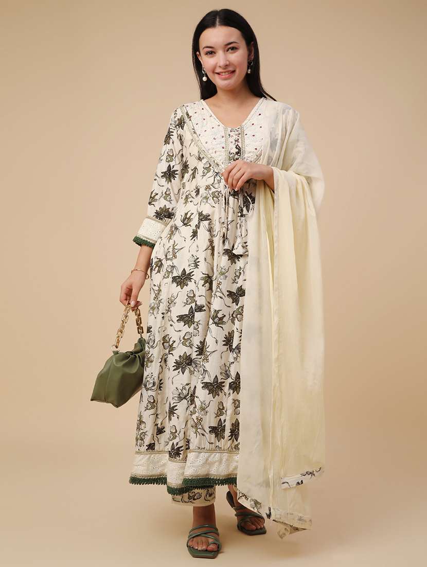 white cotton kurta dupatta  set