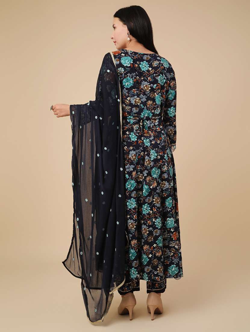 blue rayon kurta dupatta  set - 22391463 -  Standard Image - 3