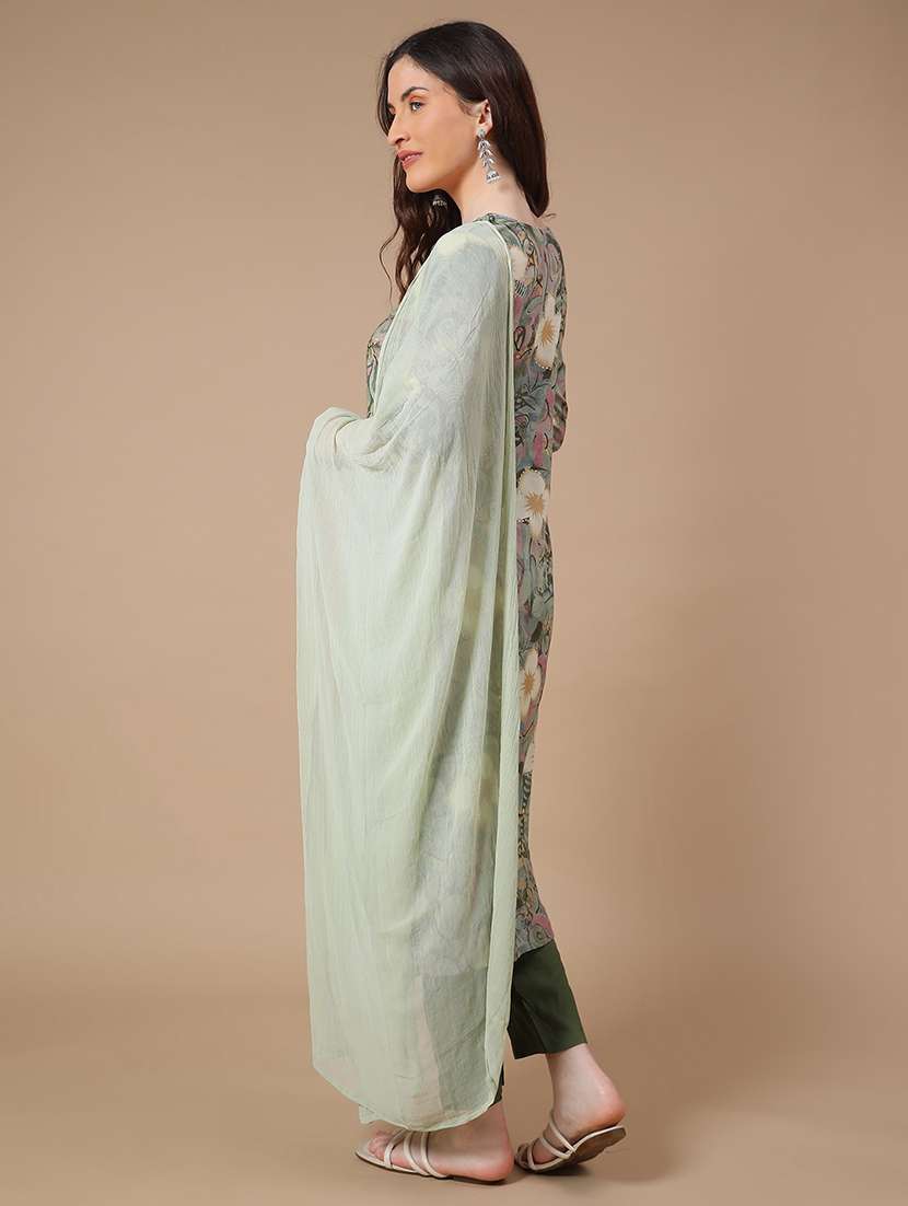 grey rayon kurta dupatta  set - 22391468 -  Standard Image - 3