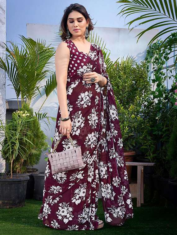 women floral printed saree with blouse - 22391469 -  Standard Image - 3