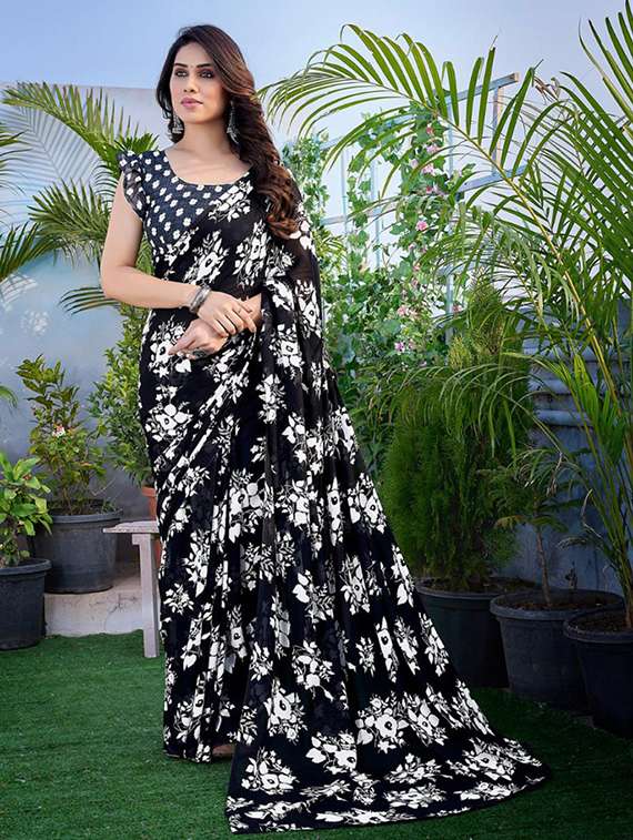 women floral printed saree with blouse