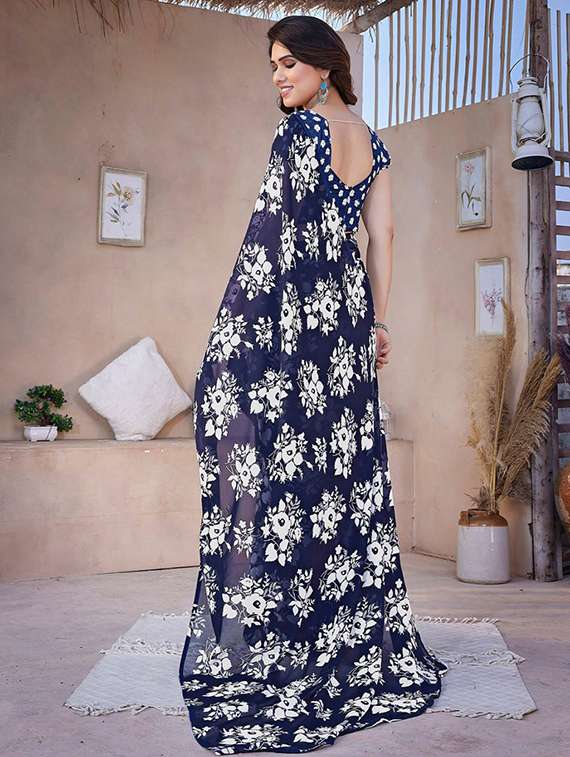 women floral printed saree with blouse - 22391471 -  Standard Image - 5