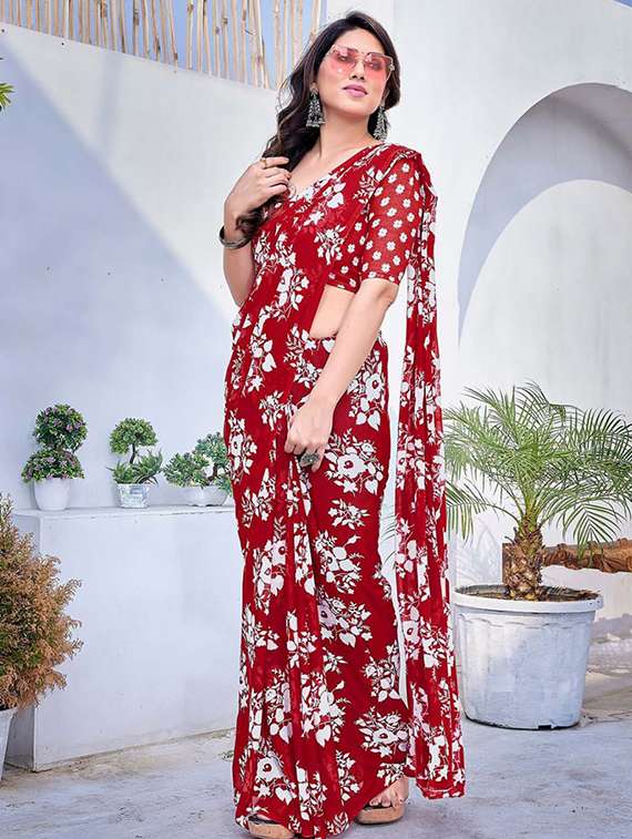 women floral printed saree with blouse - 22391473 -  Standard Image - 3