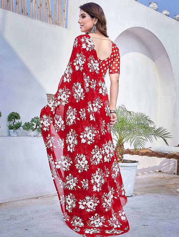 women floral printed saree with blouse - 22391473 -  Standard Image - 5