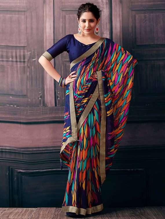 women printed casual wear saree with blouse