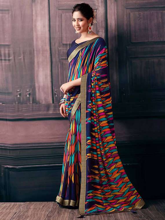 women printed casual wear saree with blouse - 22391474 -  Standard Image - 3