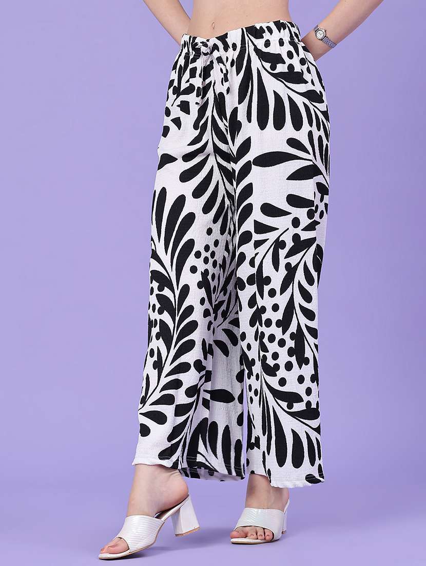 women printed mid rise wide leg palazzo - 22391555 -  Standard Image - 3