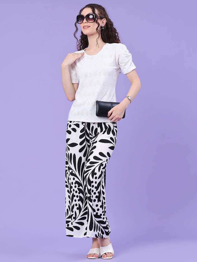 women printed mid rise wide leg palazzo - 22391555 -  Standard Image - 5