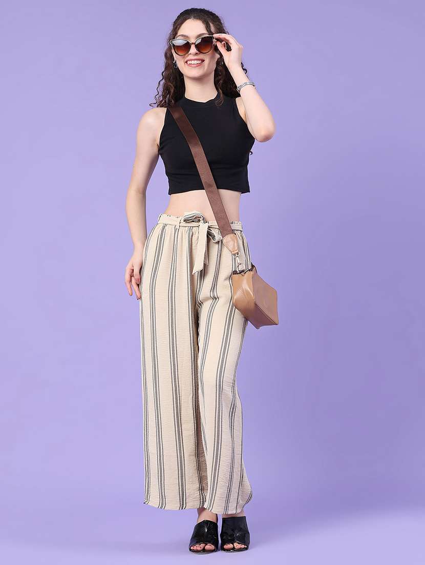 women printed mid rise wide leg trouser - 22391565 -  Standard Image - 5